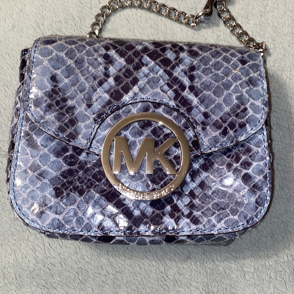 Michael Kors Fulton Blue Python Print Leather Cro… - image 2